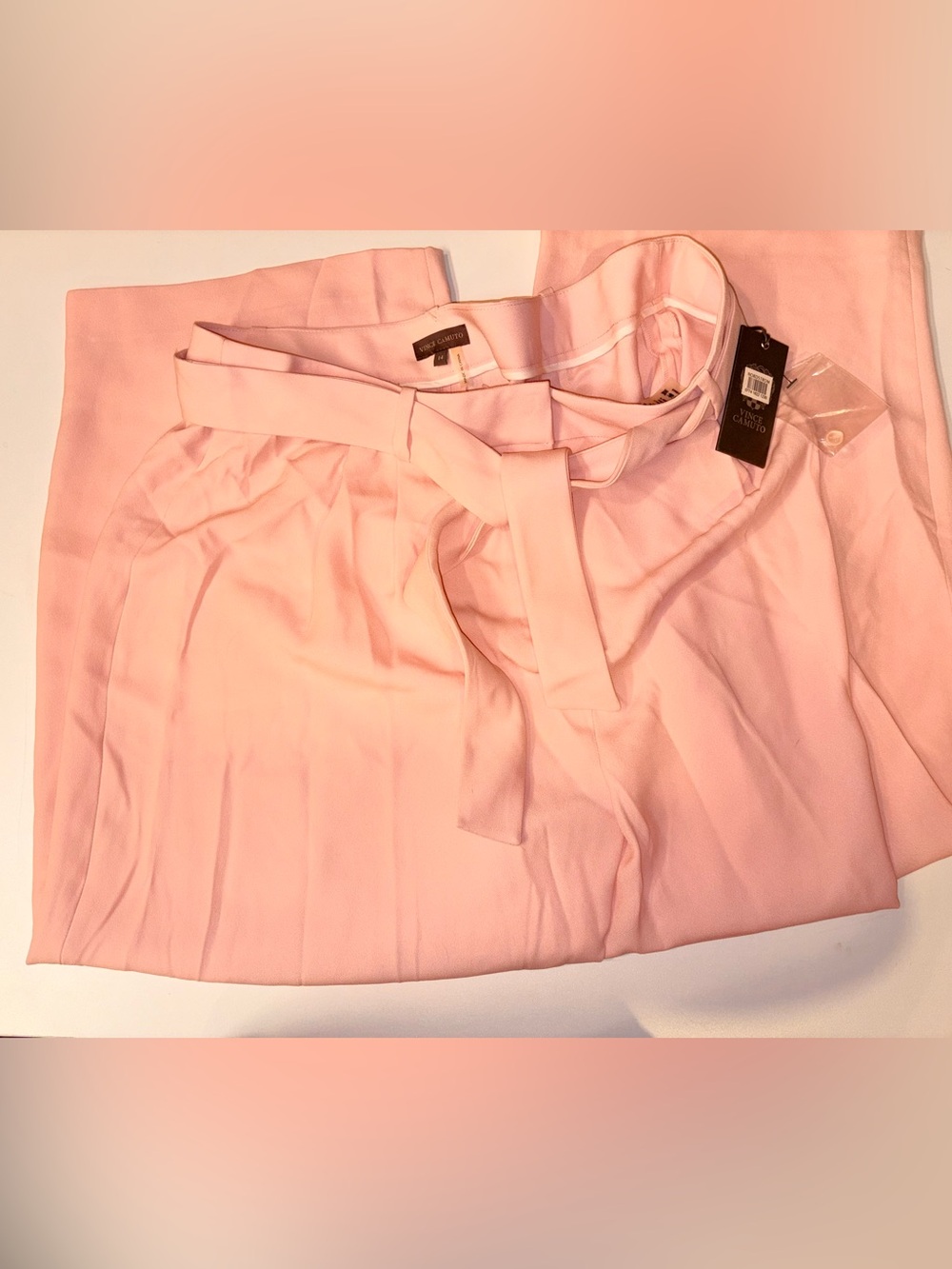 Vince Camuto NWT Blush Pink Tie-Waist Wide Leg Dress Pants Size 14
